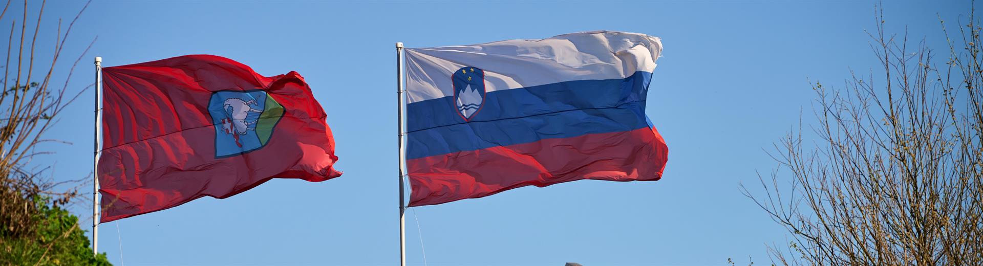 Občinska in slovenska zastava na Gradu - Tomo Jeseničnik