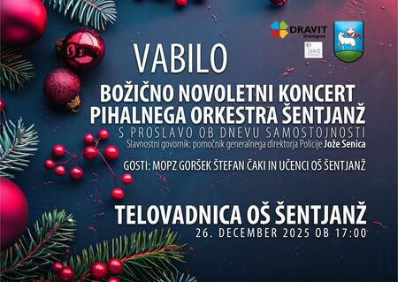 Vabilo na Božično novoletni koncert skupaj s Proslavo ob dnevu samostojnosti in enotnosti